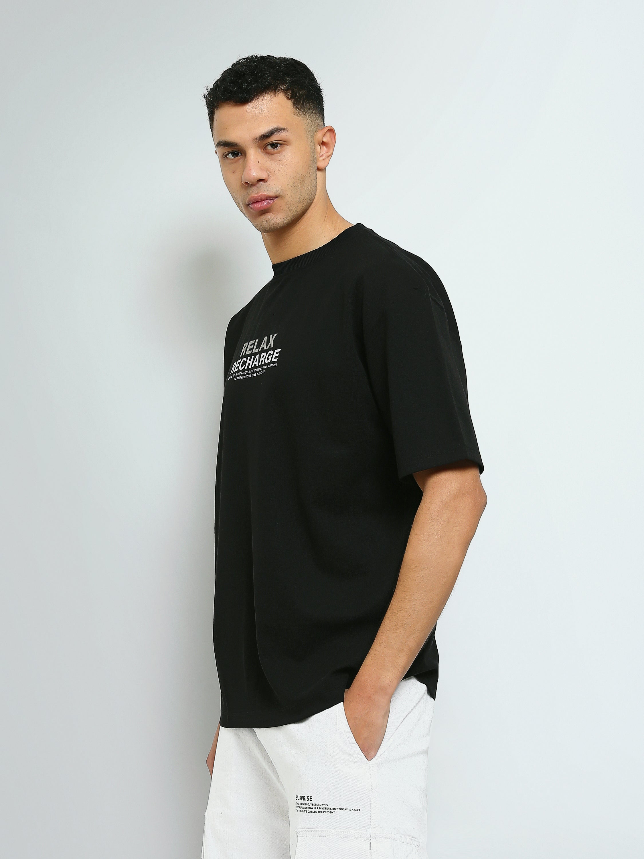 T-shirt Oversize Homme à Imprimé Relax Recharge – Streetwear - TSH26SPRO20383TM1
