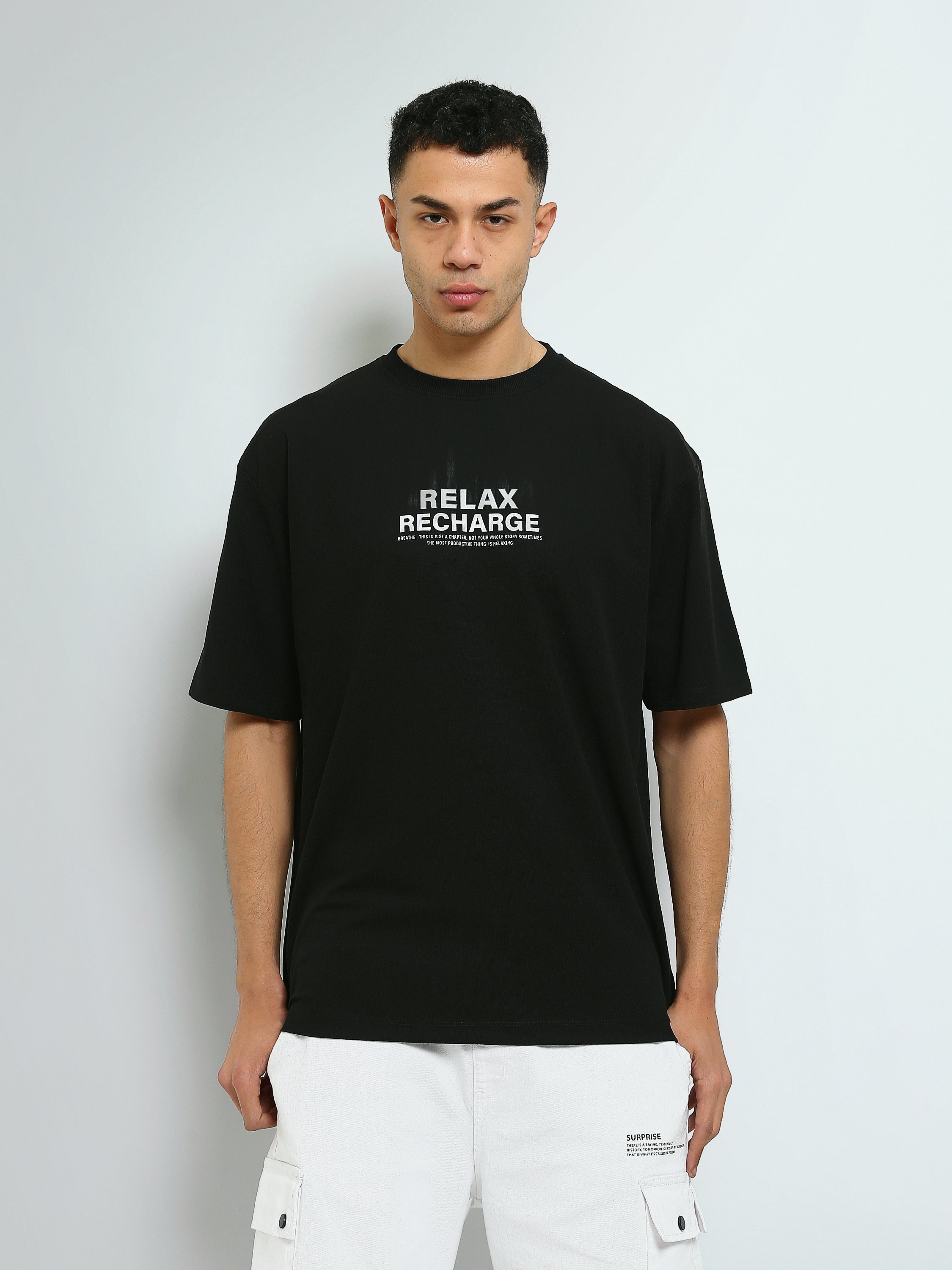 T-shirt Oversize Homme à Imprimé Relax Recharge – Streetwear - TSH26SPRO20383TM1