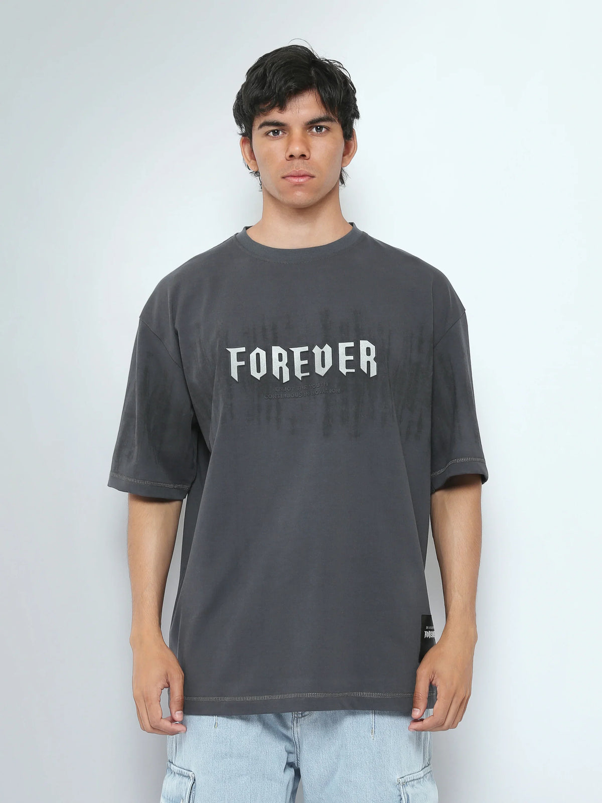T-Shirt Homme Oversize à Imprimé Forever Effet Délavé - TSH26SPRO20421TM1