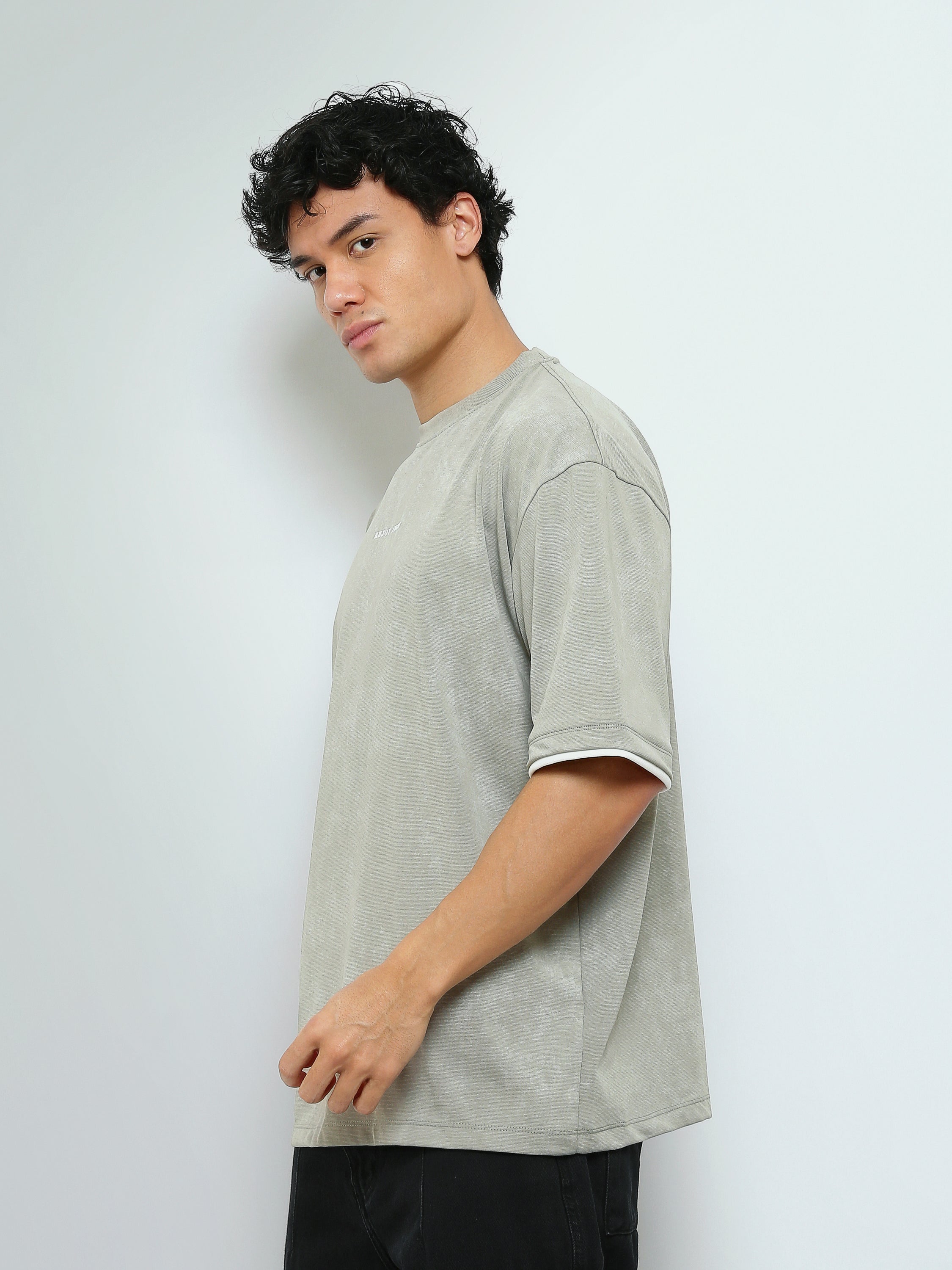 T-Shirt Oversize Homme Effet Délavé à Inscription Minimaliste - TSH26STRO20051TM1