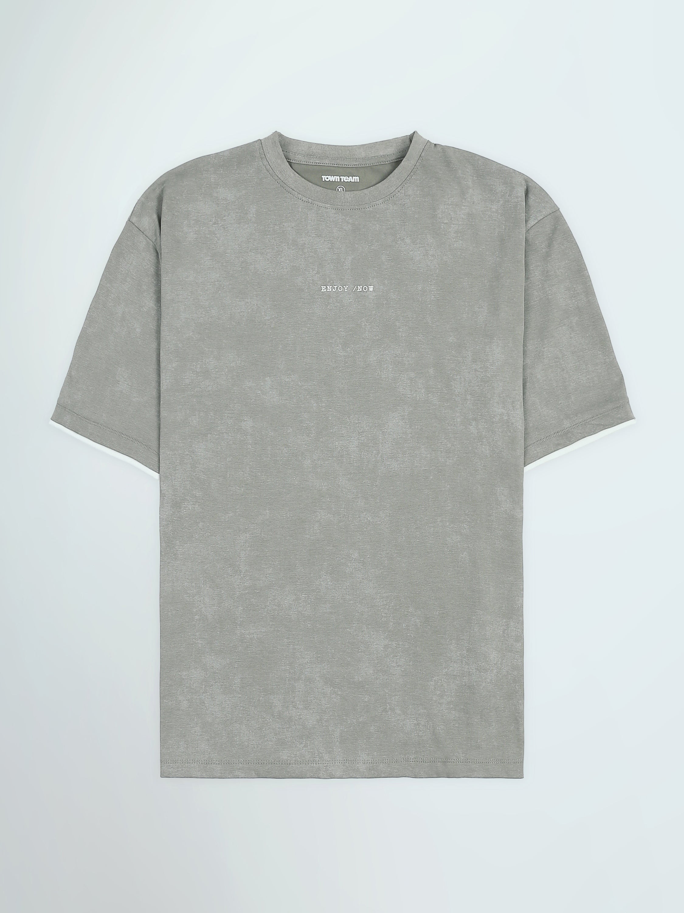 T-Shirt Oversize Homme Effet Délavé à Inscription Minimaliste - TSH26STRO20051TM1