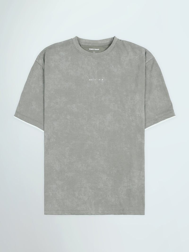T-Shirt Oversize Homme Effet Délavé à Inscription Minimaliste - TSH26STRO20051TM1