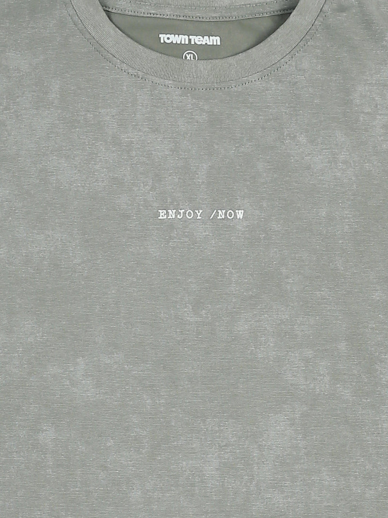 T-Shirt Oversize Homme Effet Délavé à Inscription Minimaliste - TSH26STRO20051TM1