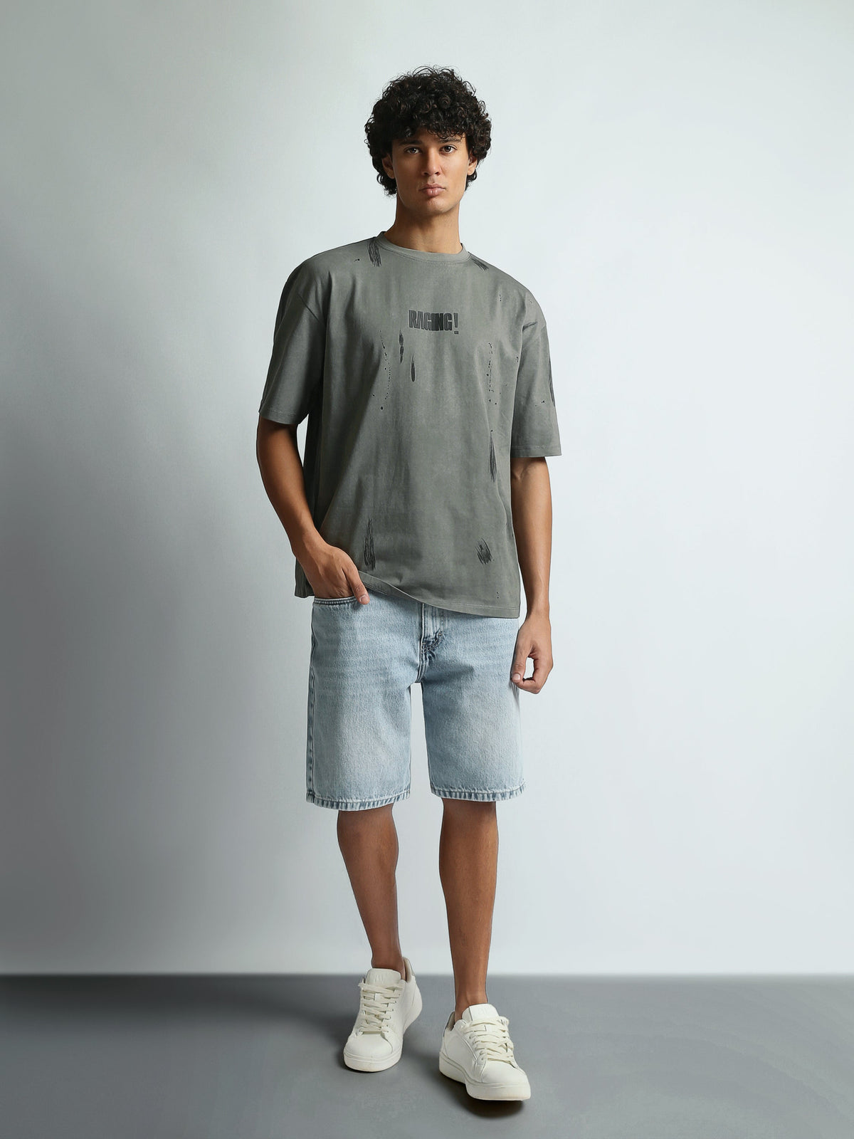 T-Shirt Homme Oversize Effet Usé à Imprimé - TSH26STRO20055TM1