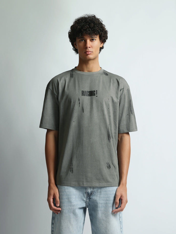 T-Shirt Homme Oversize Effet Usé à Imprimé - TSH26STRO20055TM1