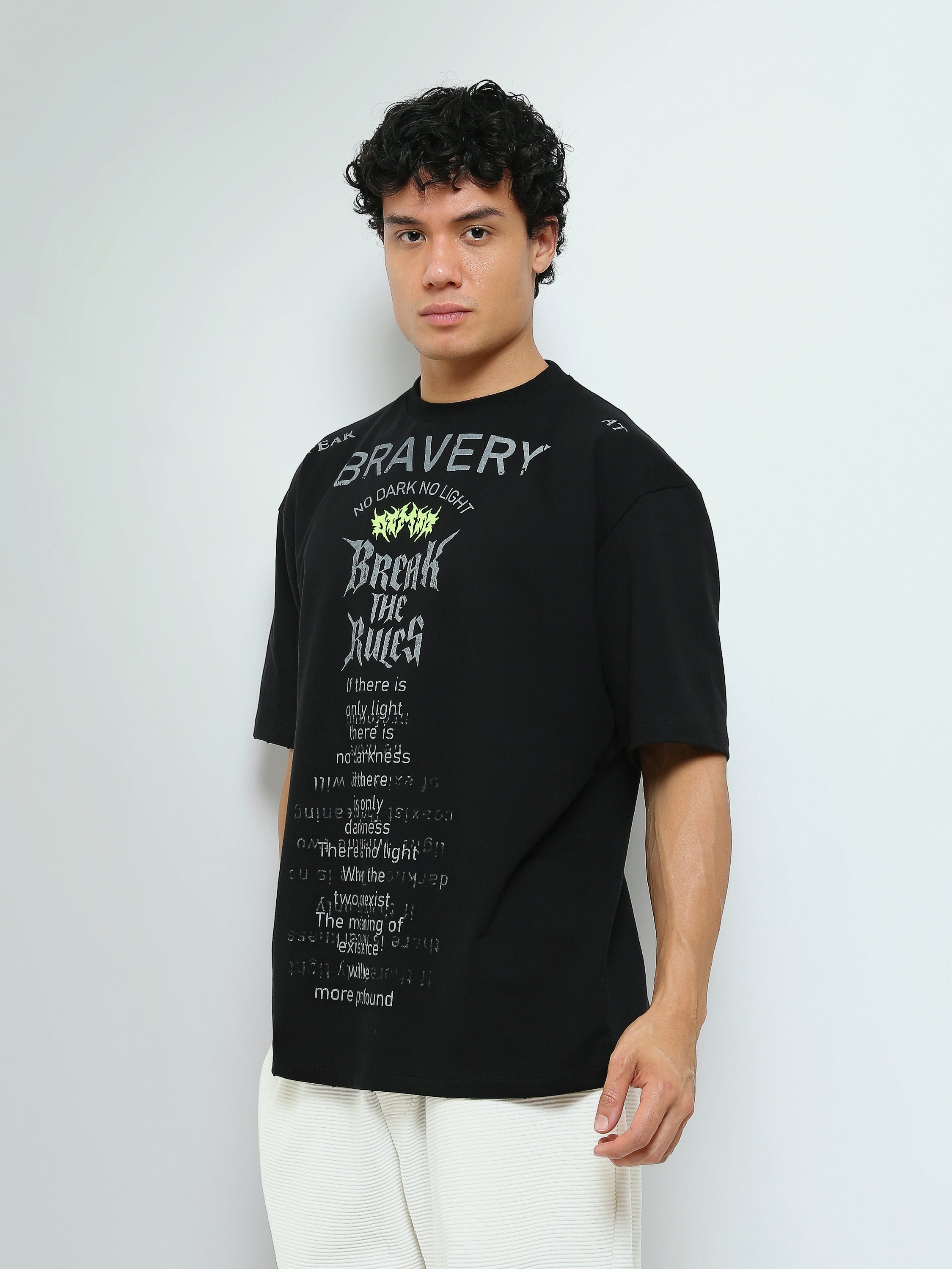 T-Shirt Oversize Homme à Imprimé Typographique Streetwear - TSH26STRO20450TM1