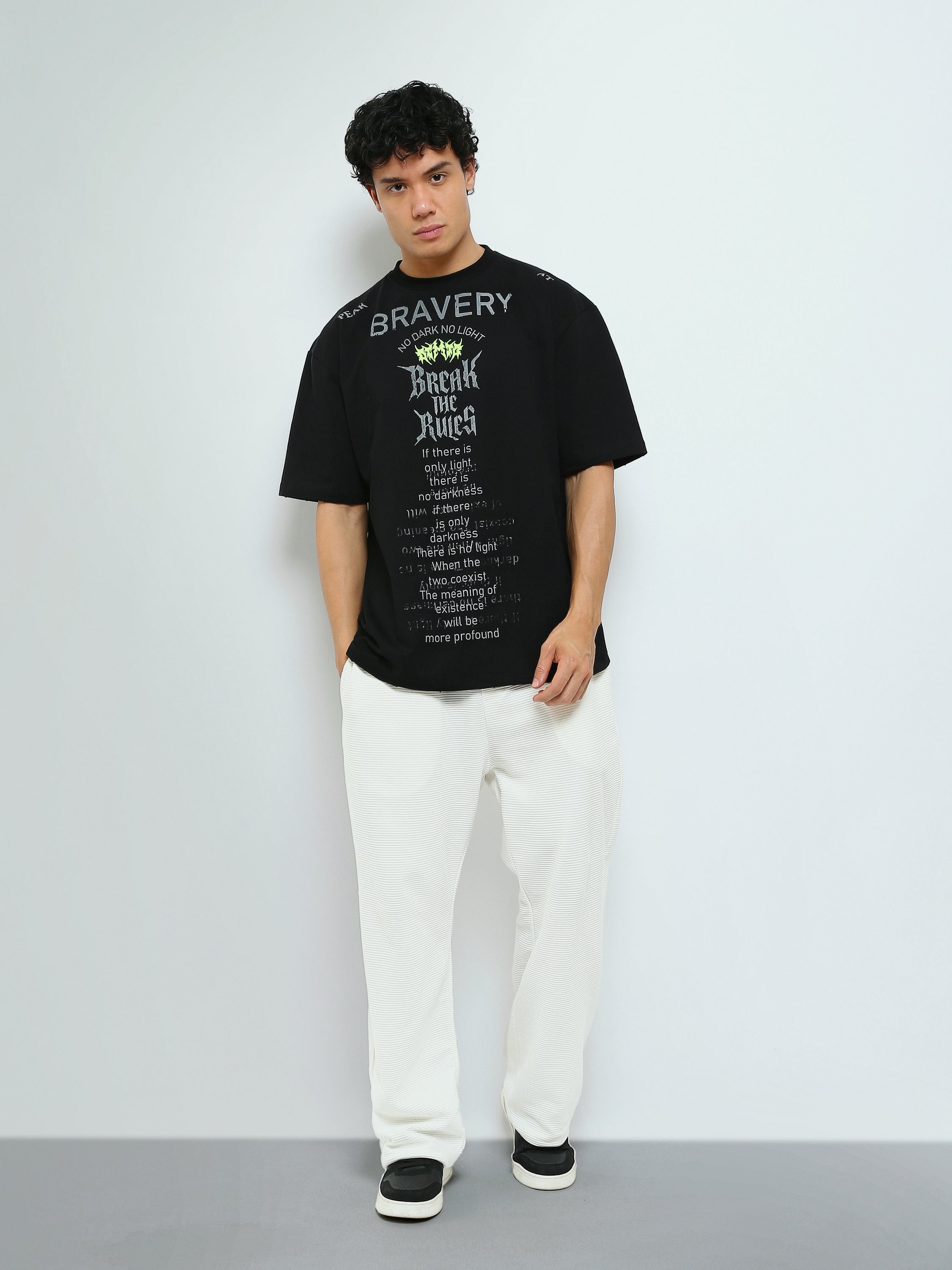 T-Shirt Oversize Homme à Imprimé Typographique Streetwear - TSH26STRO20450TM1
