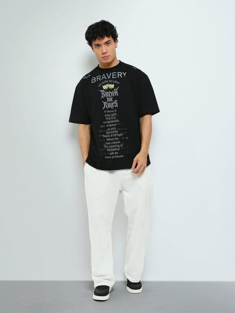 T-Shirt Oversize Homme à Imprimé Typographique Streetwear - TSH26STRO20450TM1