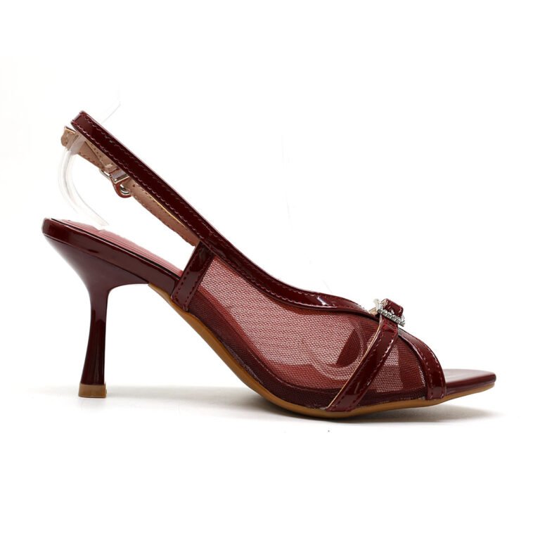 Escarpins Slingback Femme en Mesh à Talon avec Strass Élégants