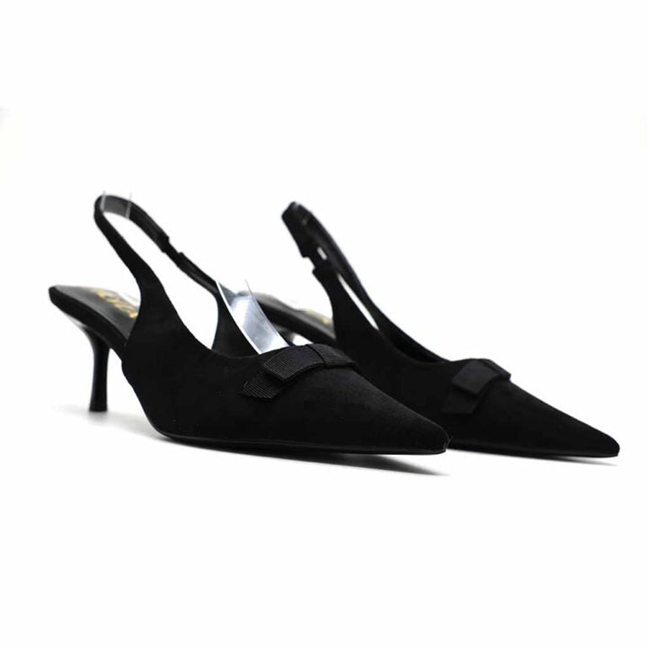 Escarpins Slingback Femme en Suédine avec Nœud Élégant