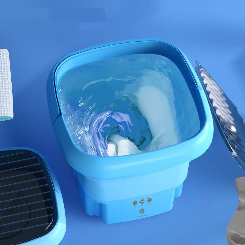 Mini Machine à Laver Portable Pliable avec Panier d’Essorage – Idéale pour Sous-vêtements et Vêtements Bébé