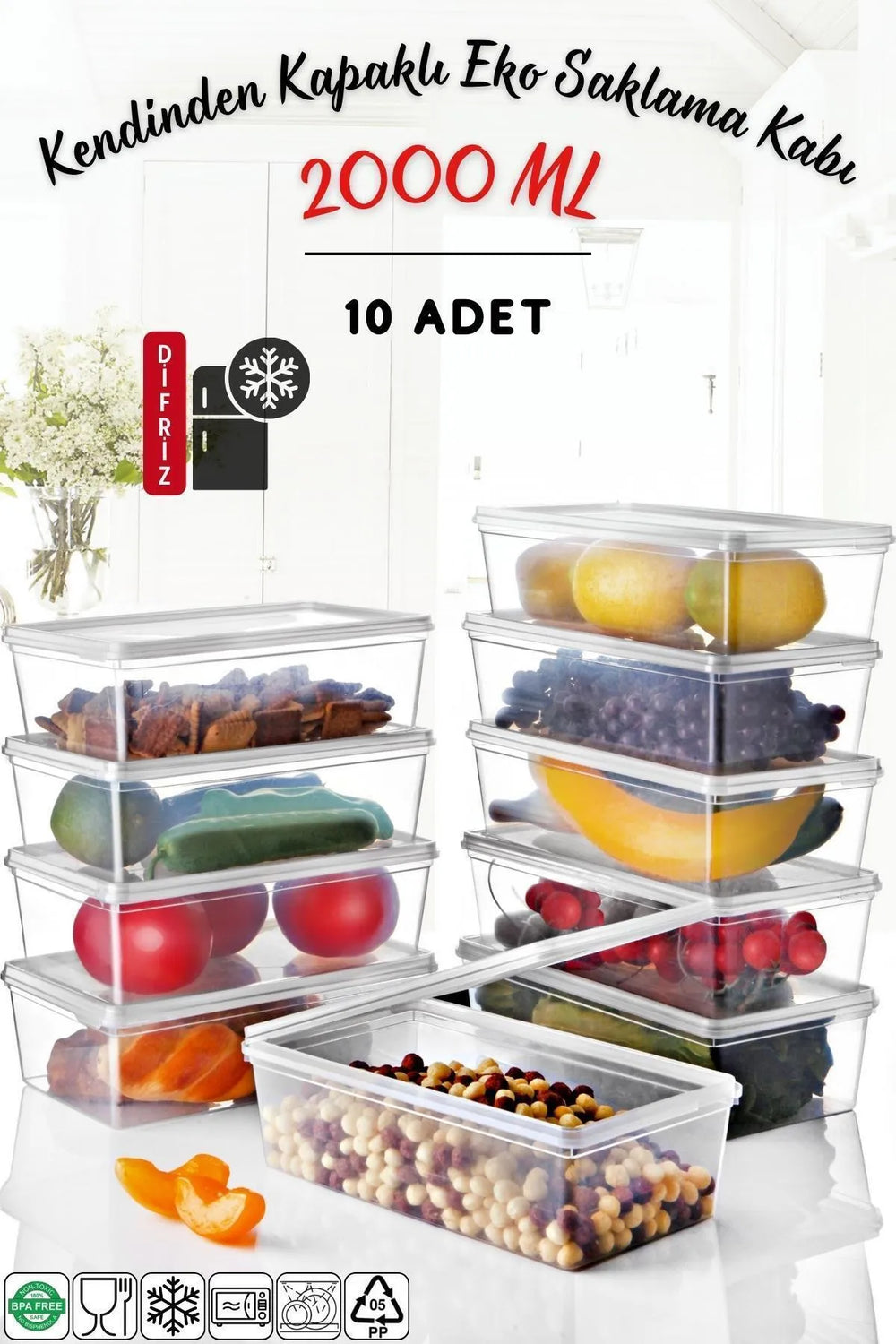 <tc>طقم علب تخزين طعام - مكون من 10 قطع - سعه 2 لتر</tc>