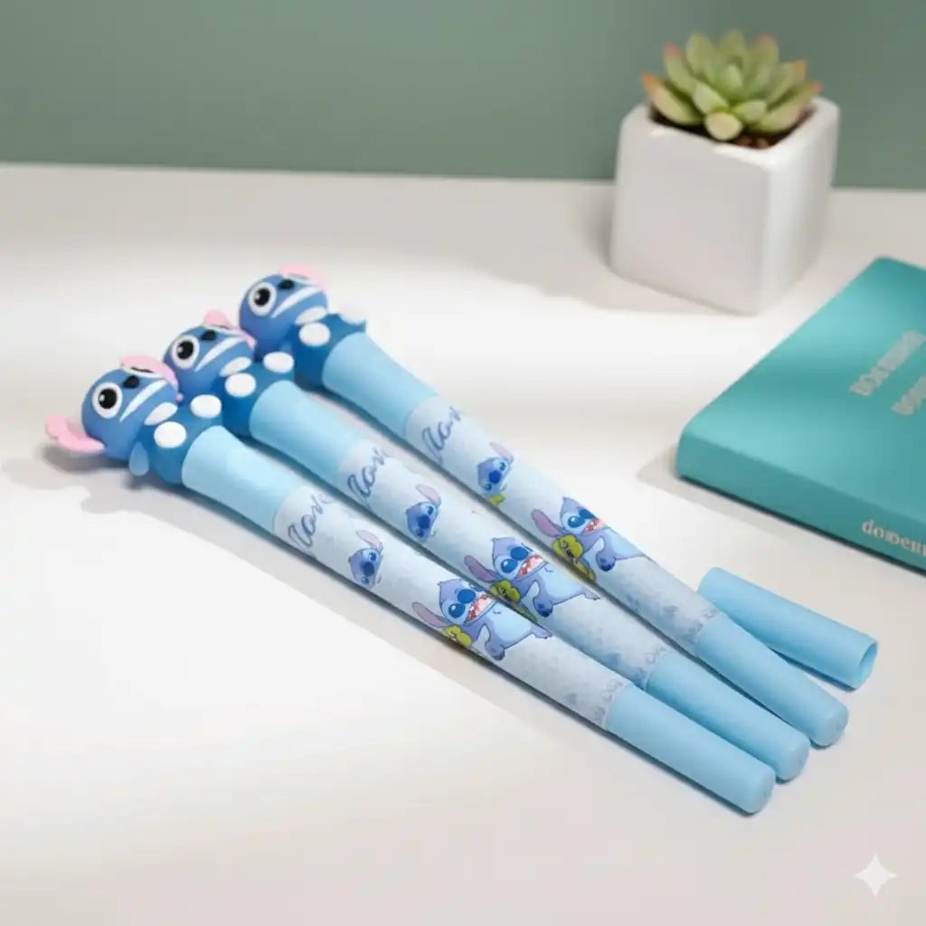 UN PACK DE 3 Stylos gel Stitch mignon avec LED colorée - Und - IMPORTÉ