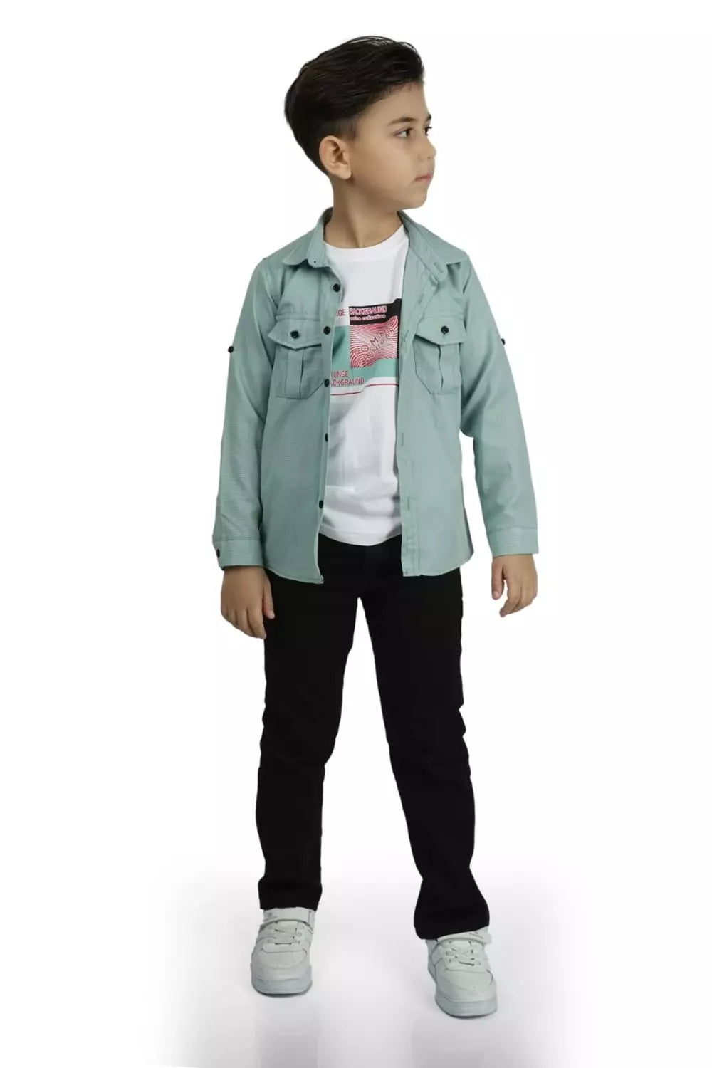 Boys' casual set - 3 pieces "shirt + trousers + t-shirt" -MNK175