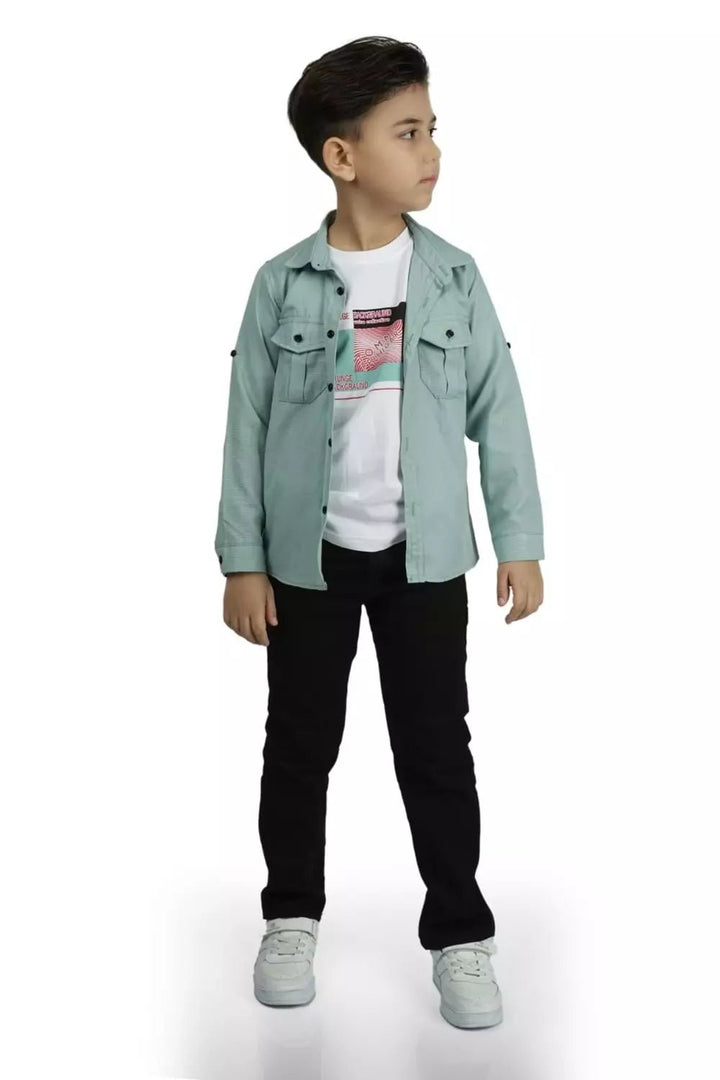 Ensemble Garçon Casual 3 Pièces Chemise T-shirt et Pantalon