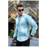 <tc>Chemise en polaire à rayures à coupe confortable - Turquoise - 25990</tc>