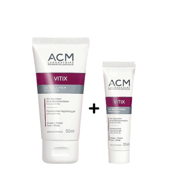 باك ACM Vitix Gel Régulateur لتنظيم التصبغات وتوحيد لون البشرة – 50 مل + 20 مل