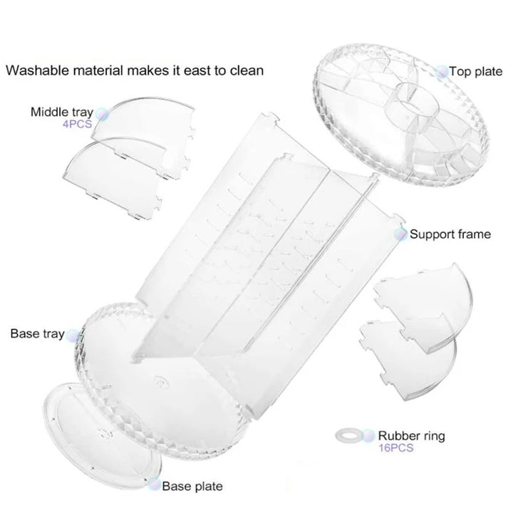 Organisateur de Maquillage Rotatif 360° Transparent – Boîte de Rangement Cosmétique Réglable