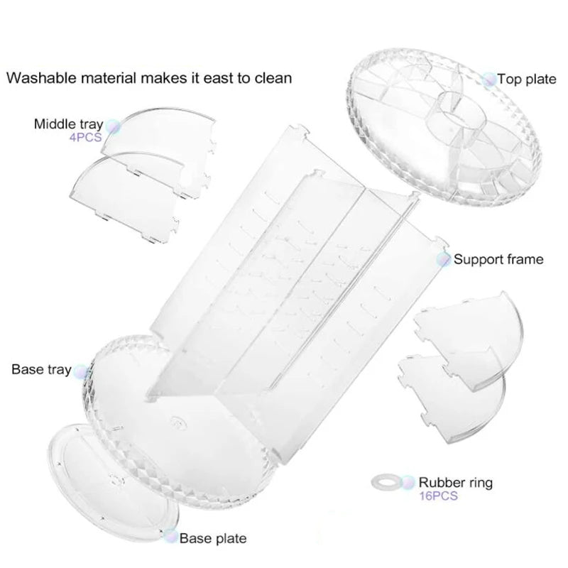 Organisateur de Maquillage Rotatif 360° Transparent – Boîte de Rangement Cosmétique Réglable