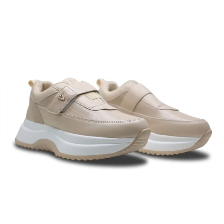 Baskets Plateforme Femme à Scratch Effet Cuir Confortables