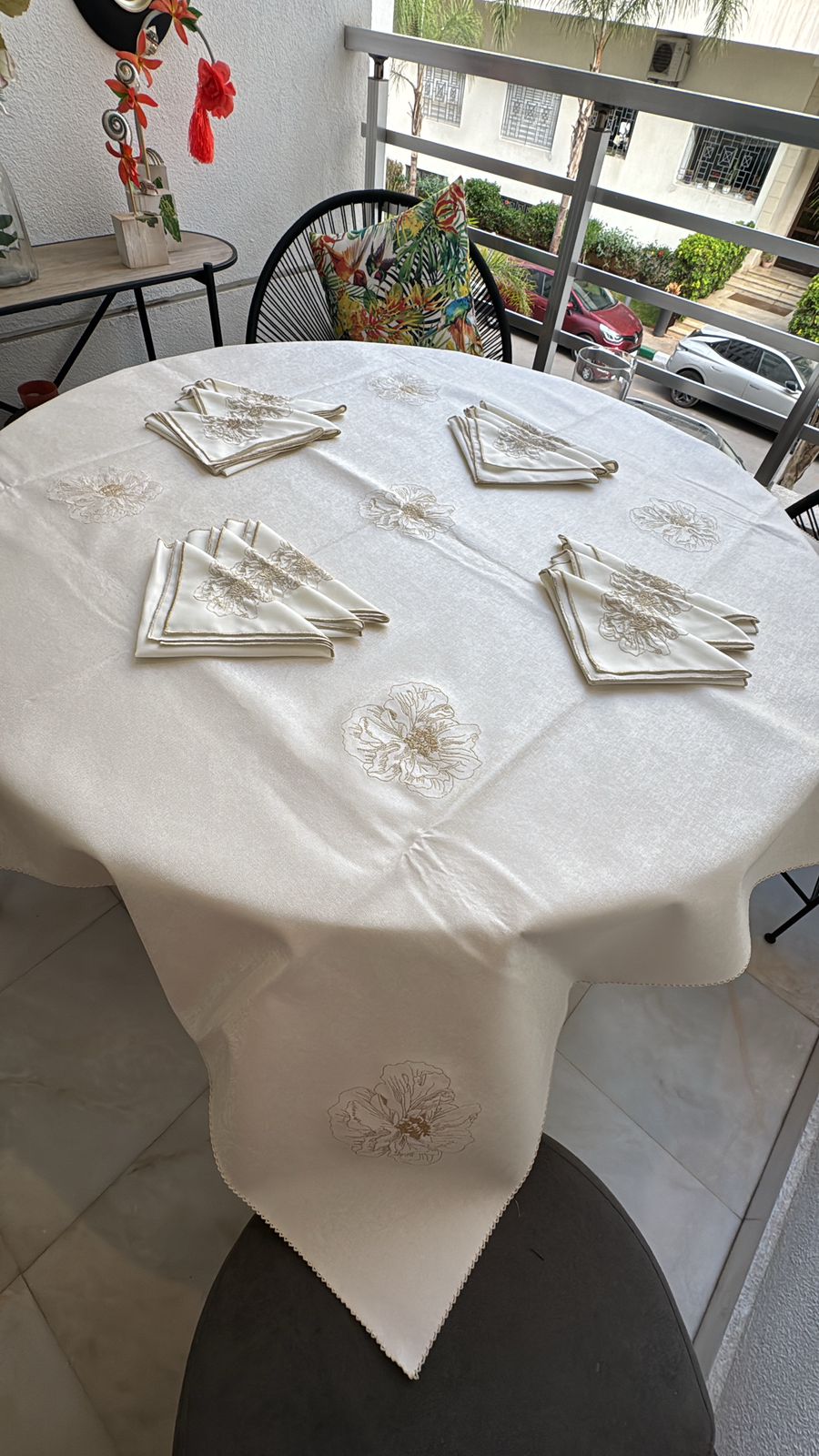 Nappe fleur + 12 serviettes