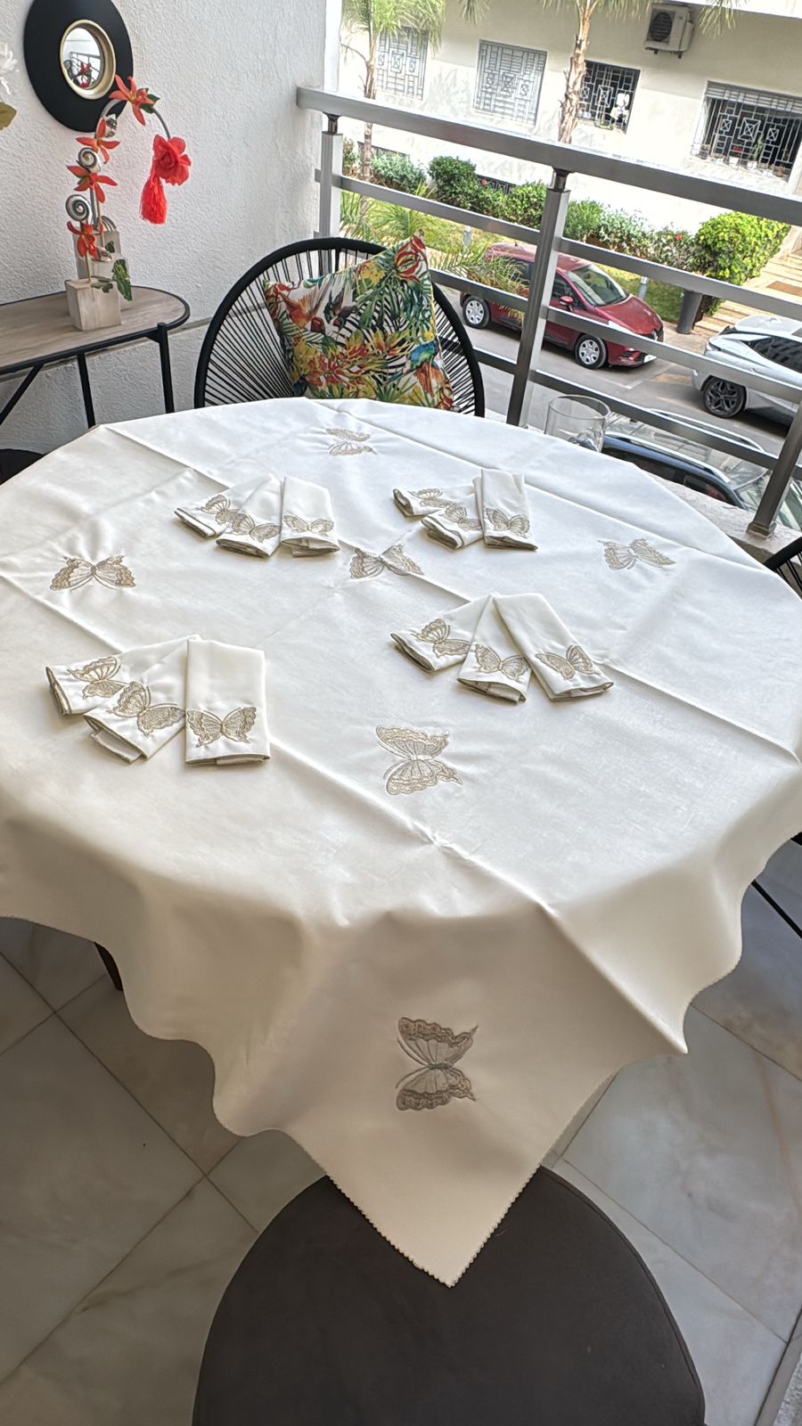 Nappe papillon + 12 serviettes