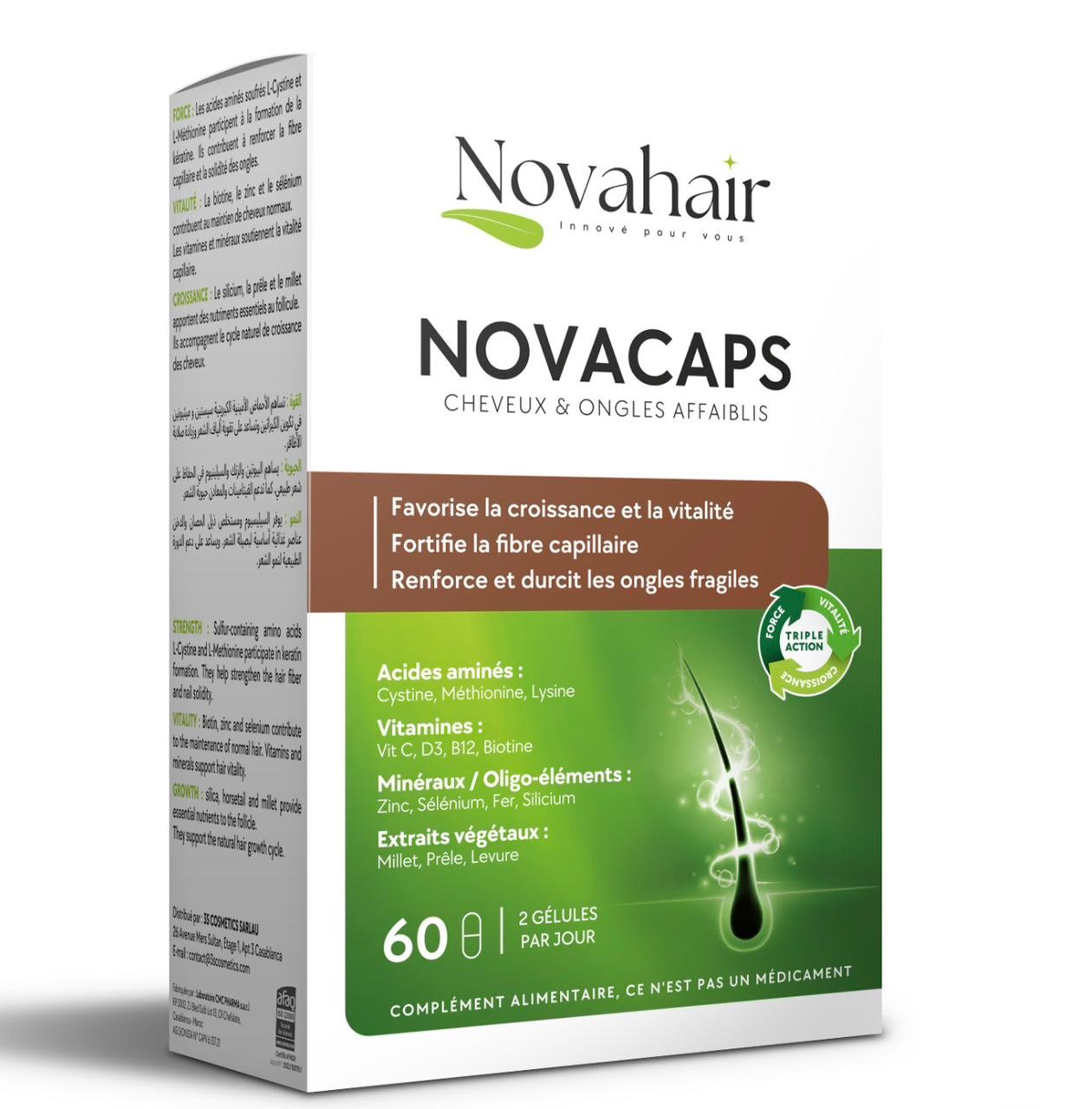 NOVAHAIR NOVACAPS Cheveux & Ongles affaiblis 60 Gélules