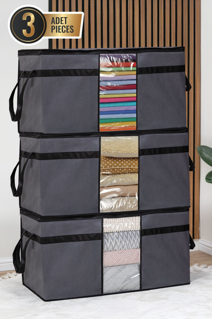 Lot de 3 Sacs de Rangement pour Oreillers avec Fenêtre