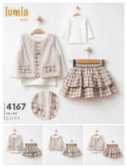 Ensemble Lumia 2-5 Ans – Veste en Fourrure et Jupe à Carreaux - Justyol