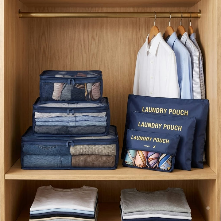 sacs de rangement et organisateurs de valise de voyage 3 cubes et 3 pouchettes