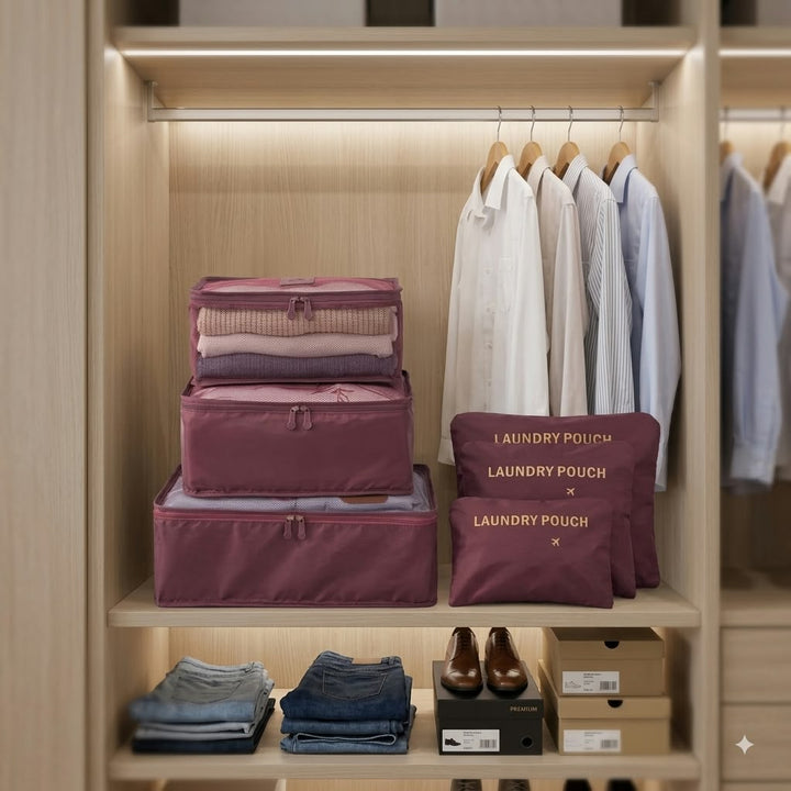 sacs de rangement et organisateurs de valise de voyage 3 cubes et 3 pouchettes