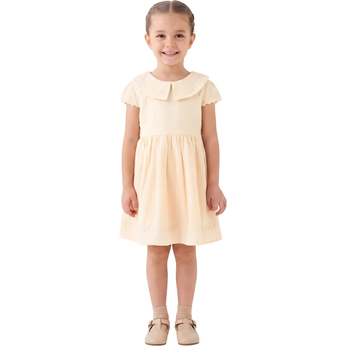 Robe Fille Élégante à Col Claudine