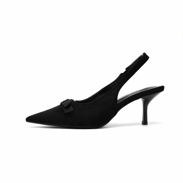 Escarpins Slingback Femme en Suédine avec Nœud Élégant