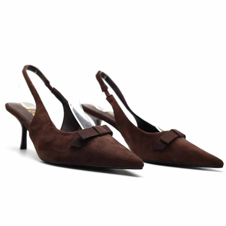 Escarpins Slingback Femme en Suédine avec Nœud Élégant