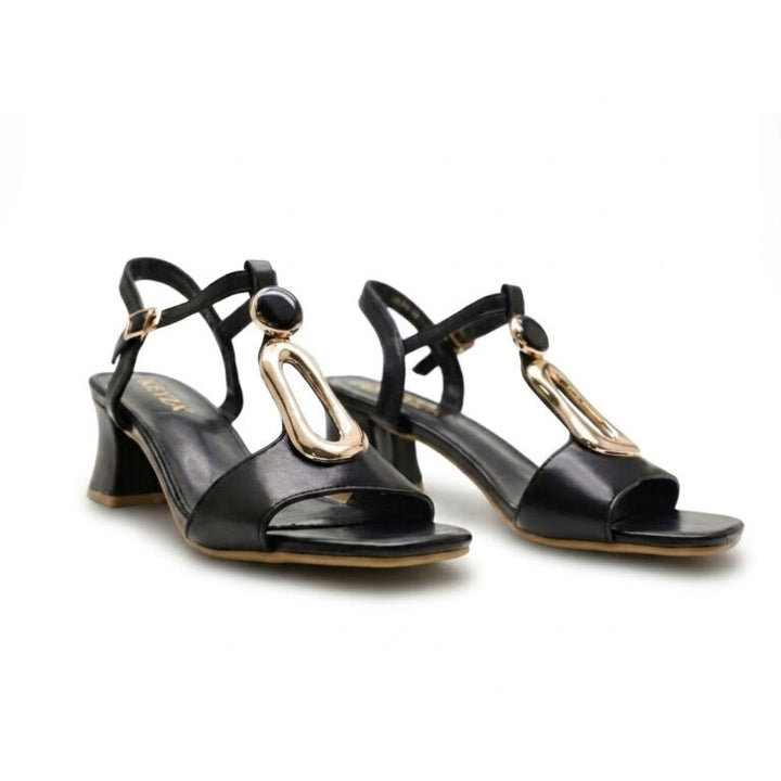 Sandales Femme à Talon Carré avec Maillon Doré Élégant