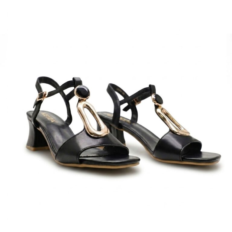 Sandales Femme à Talon Carré avec Maillon Doré Élégant