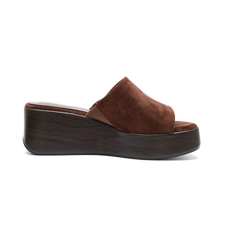 Mules Compensées Femme en Suédine Confort et Style Moderne