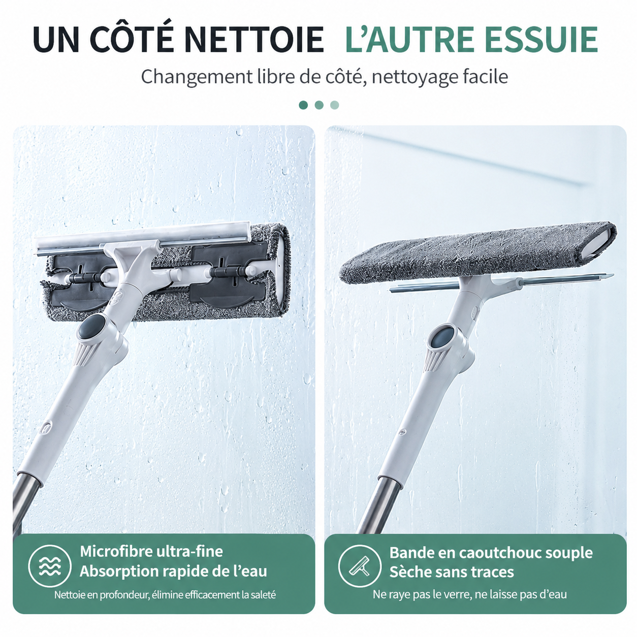 Raclette Vitre Télescopique Multifonction avec Microfibre