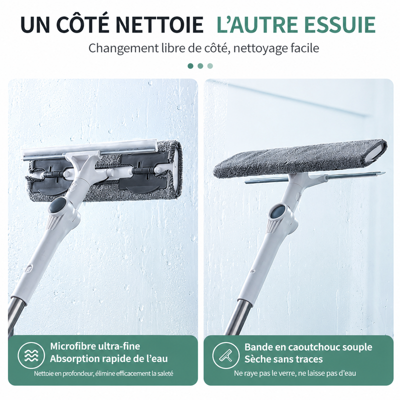 Raclette Vitre Télescopique Multifonction avec Microfibre