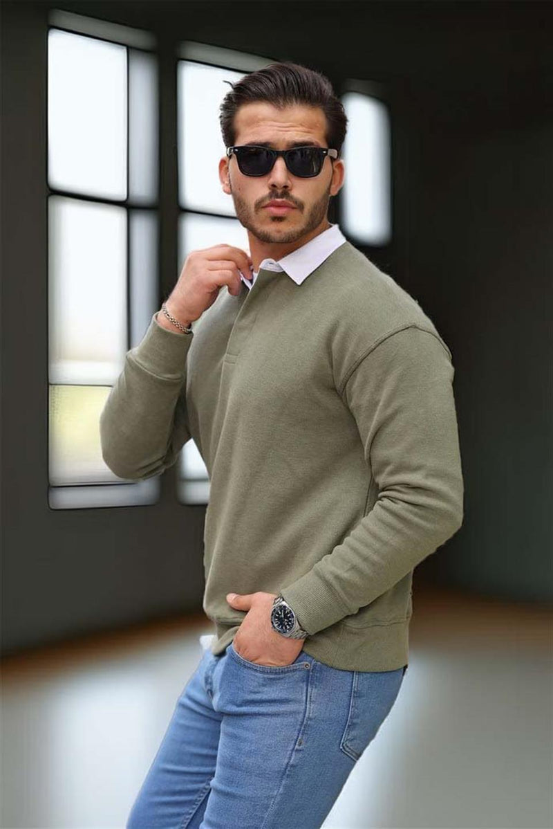 Sweat Homme Luis Col Polo en Maille Selanik