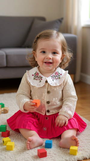 Elegant Girls' 3-Piece Set - Skirt, Blouse & Knit Jacket Justyol