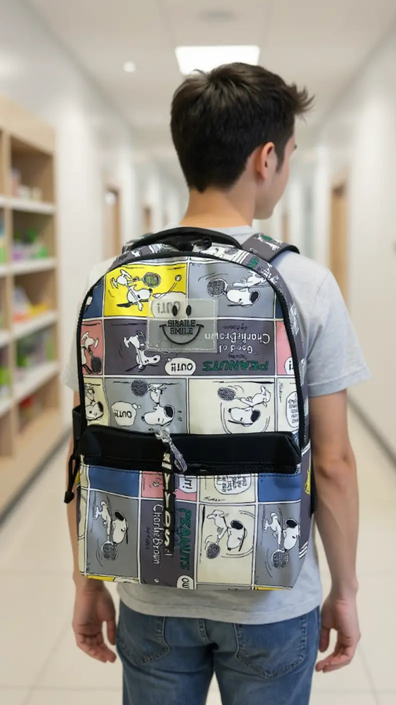 Sac à dos scolaire multifonction avec motifs Snoopy Pour Elle