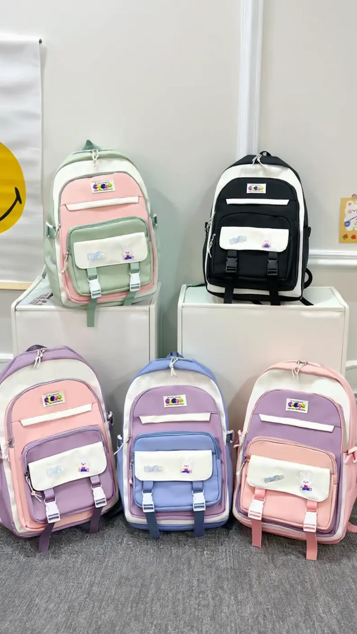 Sac à dos scolaire pour filles – Couleurs pastel & plein de poches !