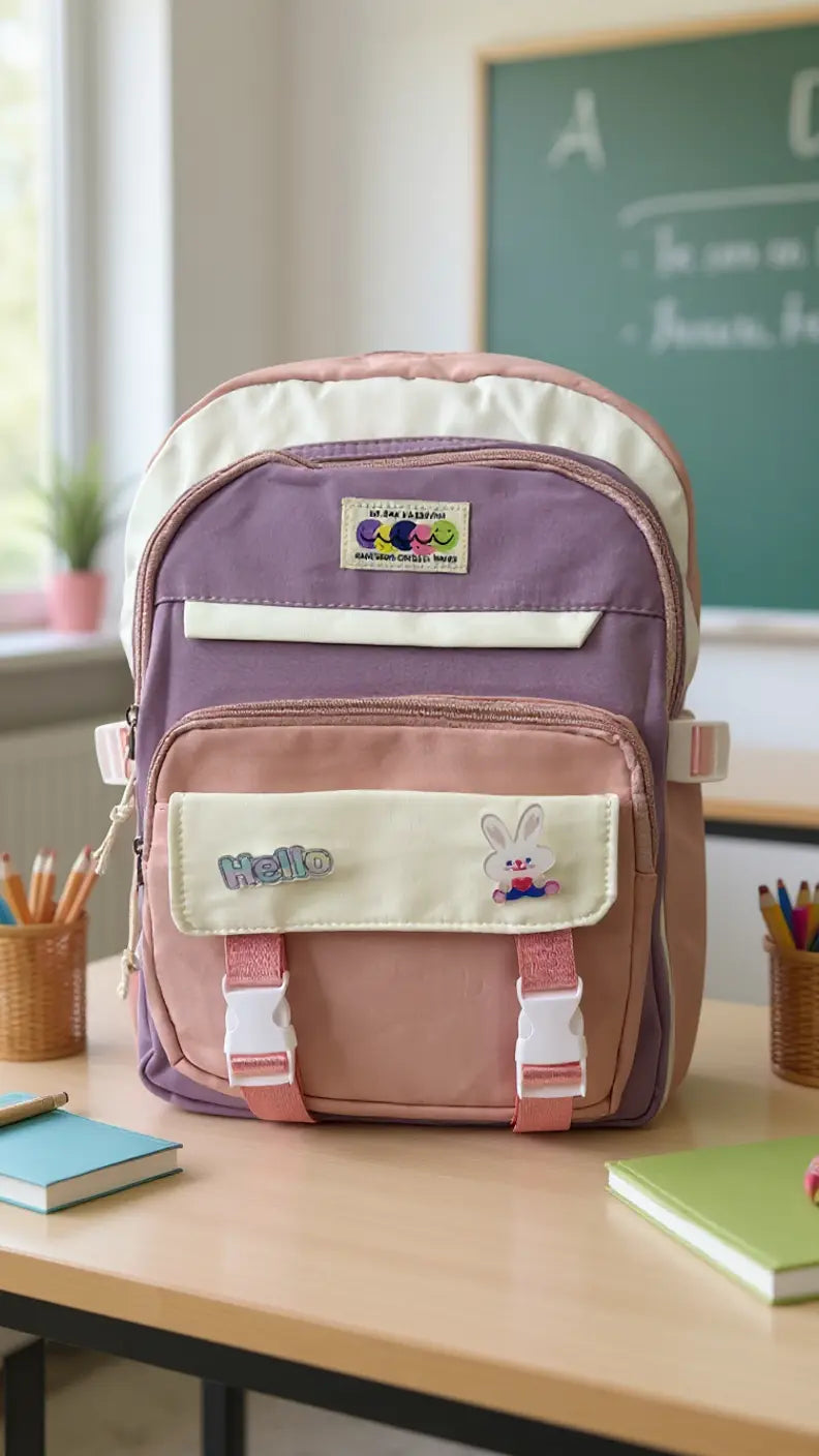 Sac à dos scolaire pour filles – Couleurs pastel & plein de poches !