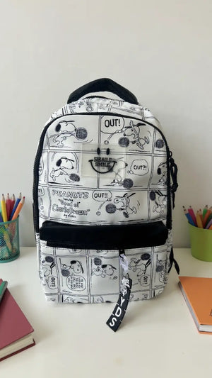Sac à dos scolaire multifonction avec motifs Snoopy Pour Elle