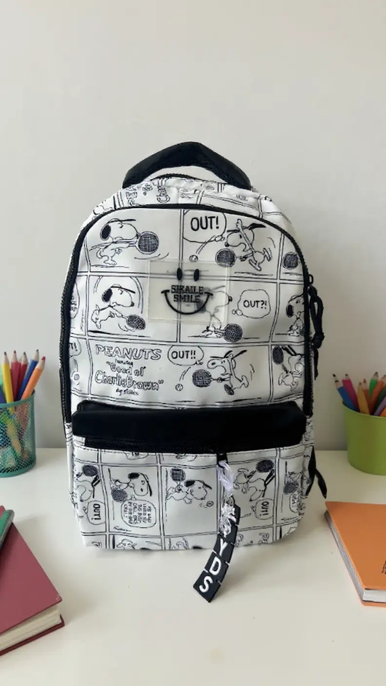 Sac à dos scolaire multifonction avec motifs Snoopy Pour Elle