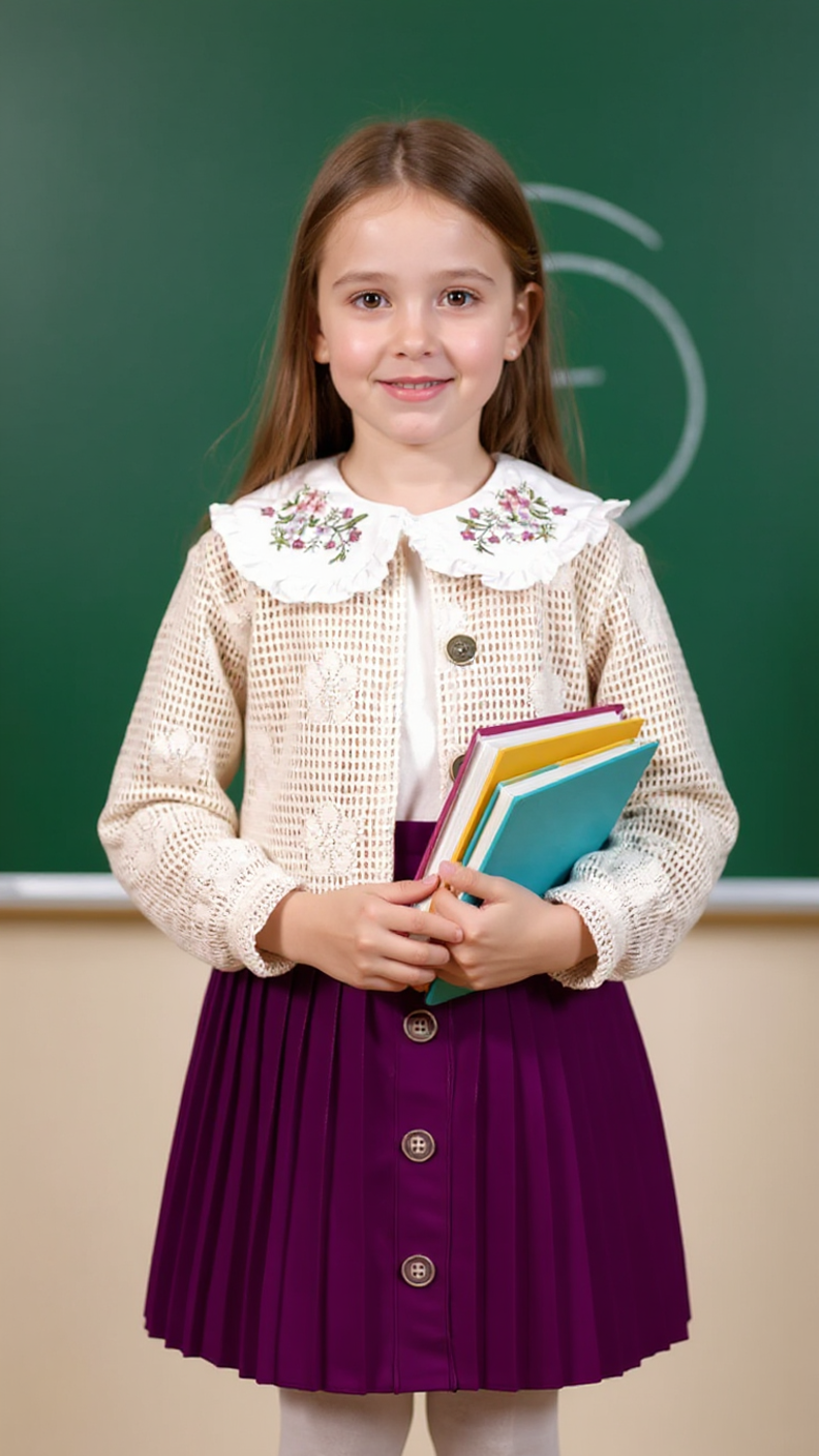 Elegant Girls' 3-Piece Set - Skirt, Blouse & Knit Jacket Justyol