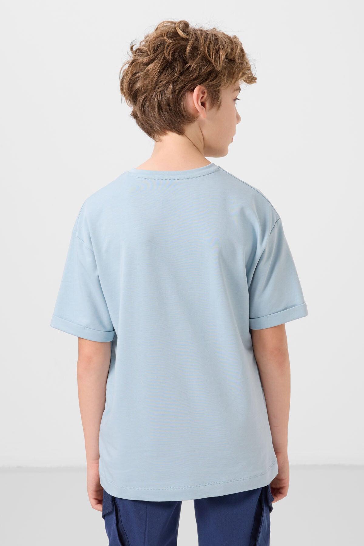 T-shirt Garçon Oversize en Coton Doux avec Impression - 11301