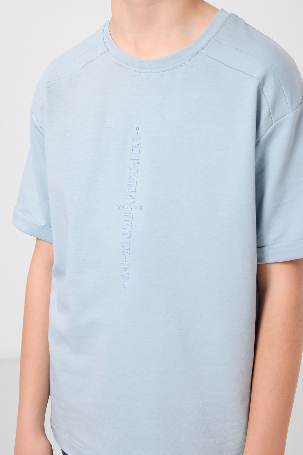 T-shirt Garçon Oversize en Coton Doux avec Impression - 11301