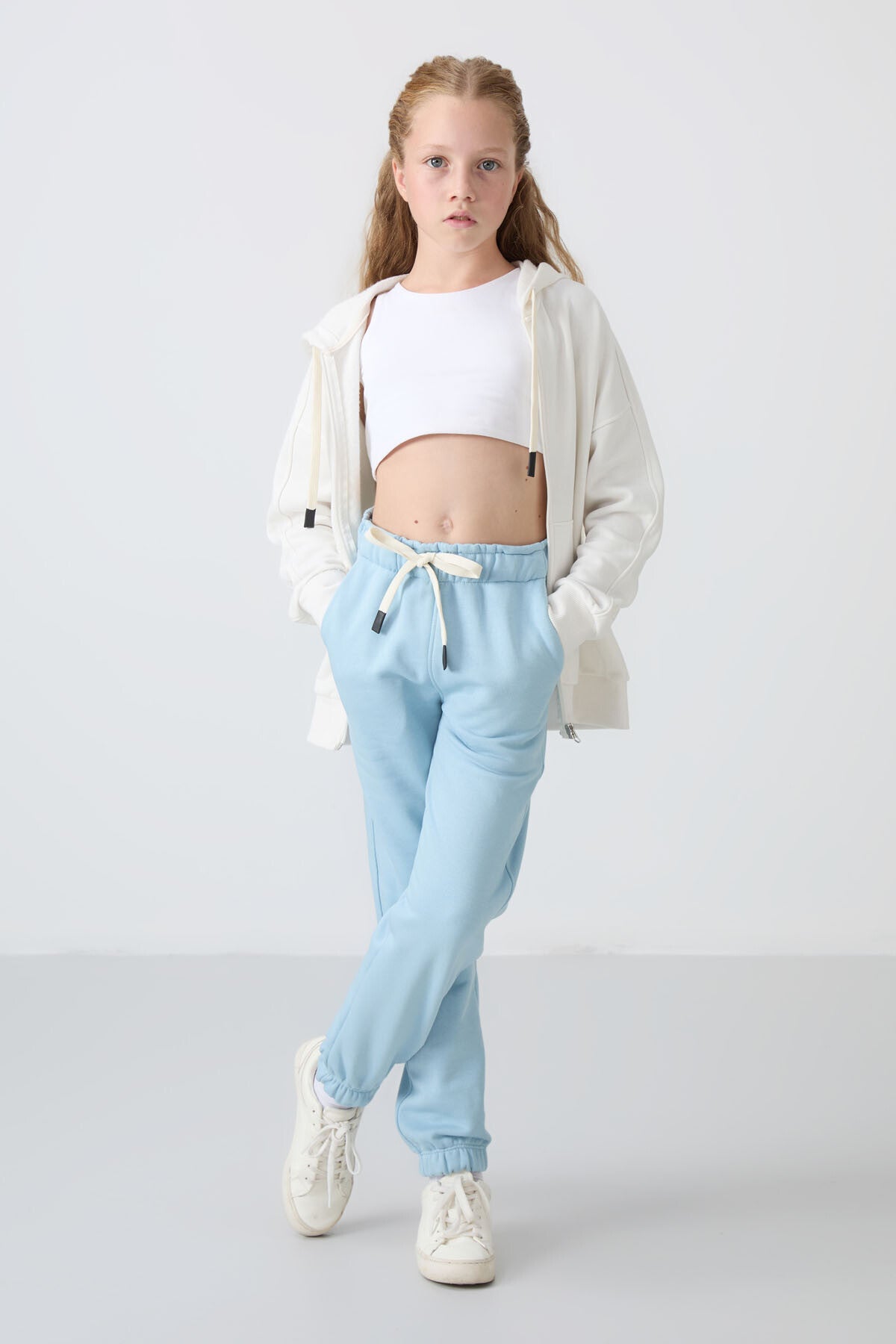 <tc>Pantalon de Survêtement Fille en Coton à Intérieur Doux Texturé, Brodé et Coupe Standard - 75158</tc>